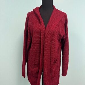Adele Berto open cardigan with pockets in wine red size 24/Xl